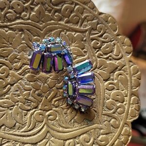 Vintage Continental Aurora Borealis Rhinestones Earrings